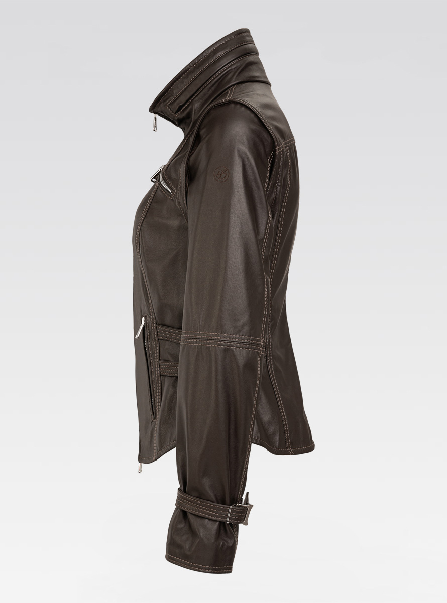 Heinz Bauer Cabriolederjacke Scarf braun