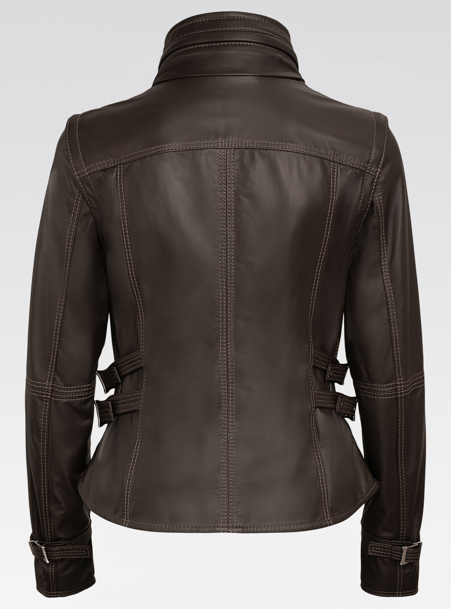 Heinz Bauer Cabriolederjacke Scarf braun