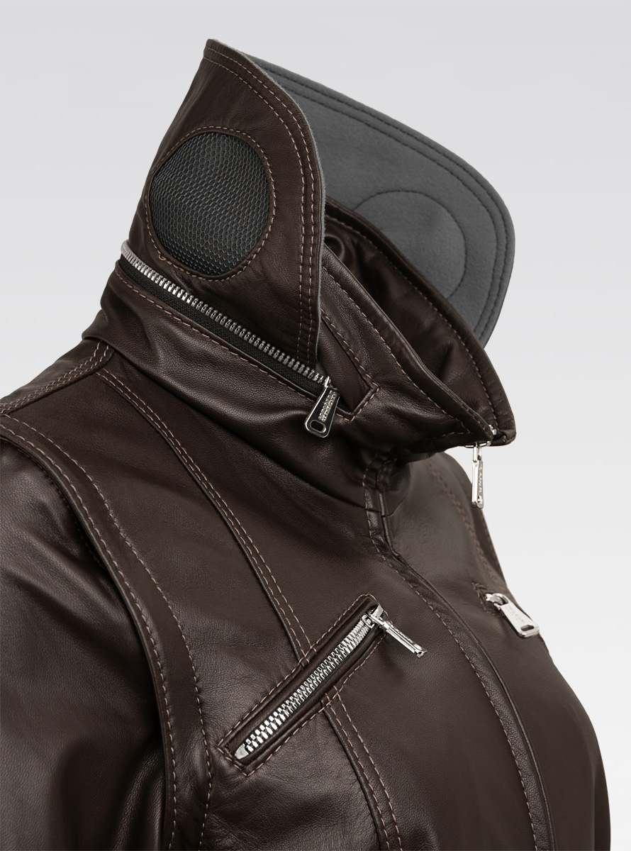 Heinz Bauer Cabriolederjacke Scarf braun