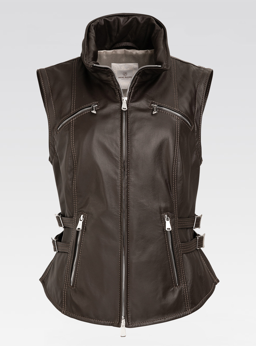 Heinz Bauer Cabriolederjacke Scarf braun