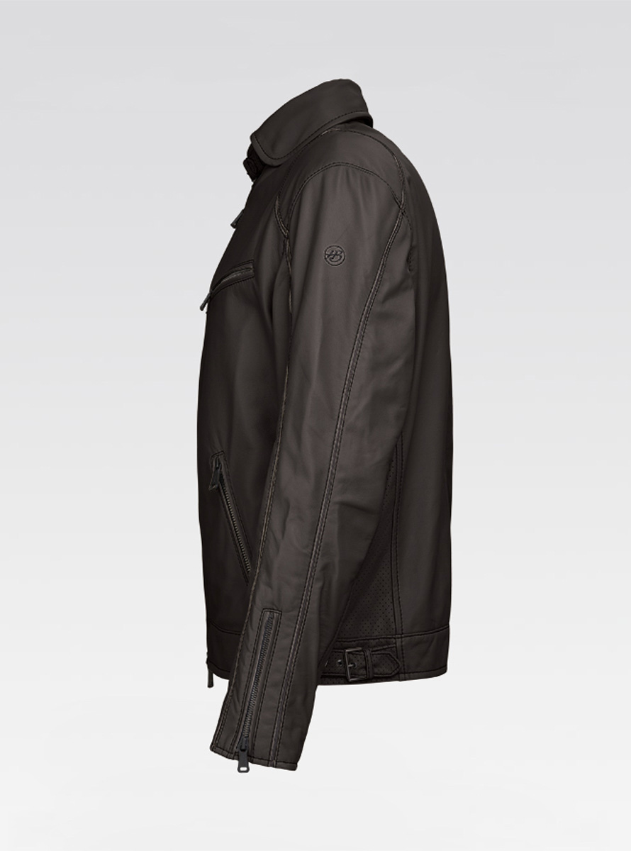 Heinz Bauer Cabriolederjacke Roadman dunkelbraun