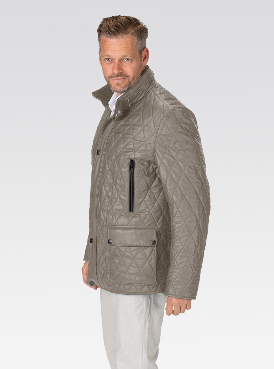 Heinz Bauer Lederjacke / Cabriojacke - Modell Lancaster in moongrey avocado