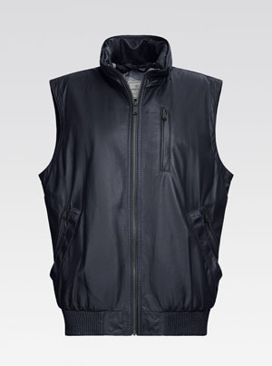 Hein Bauer Lederweste Gruman navy
