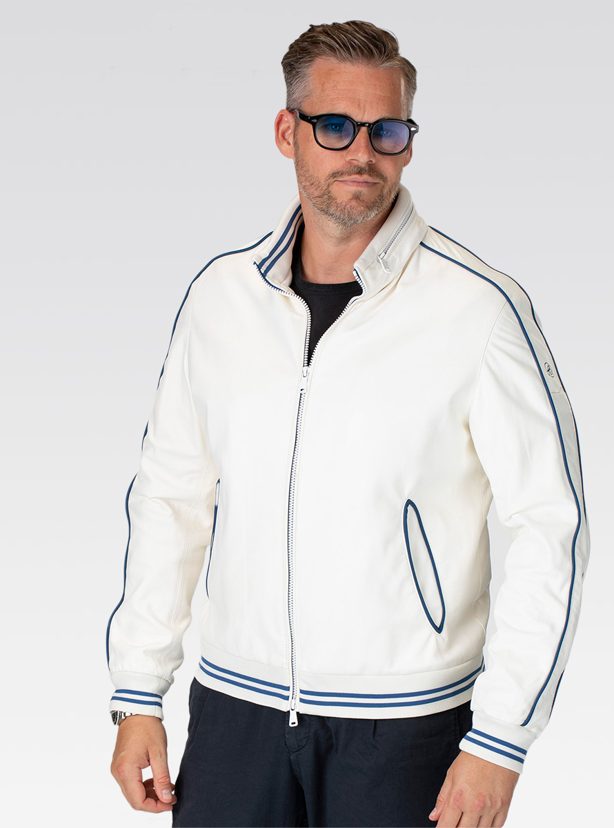 Heinz Bauer Lederjacke LS Racing in weiß