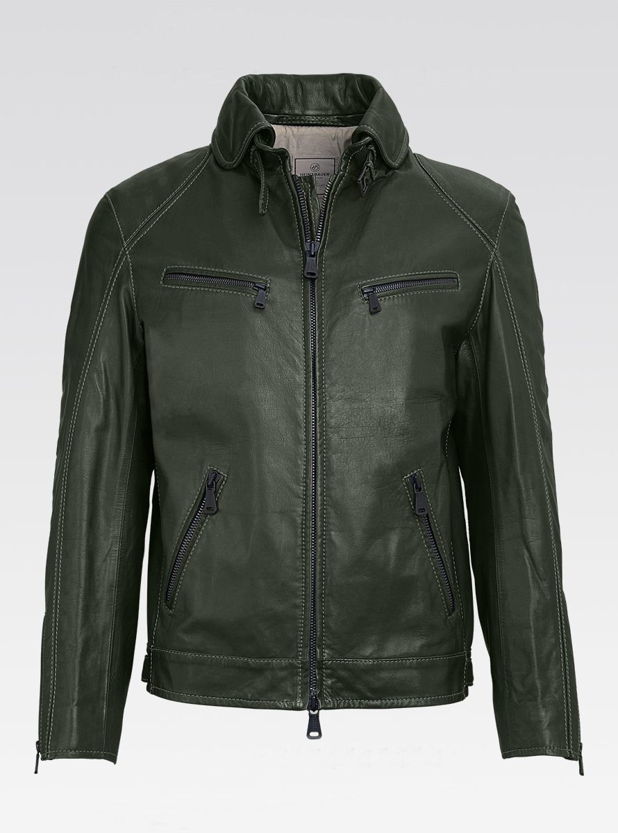 Heinz Bauer Cabriolederjacke Roadman oliv