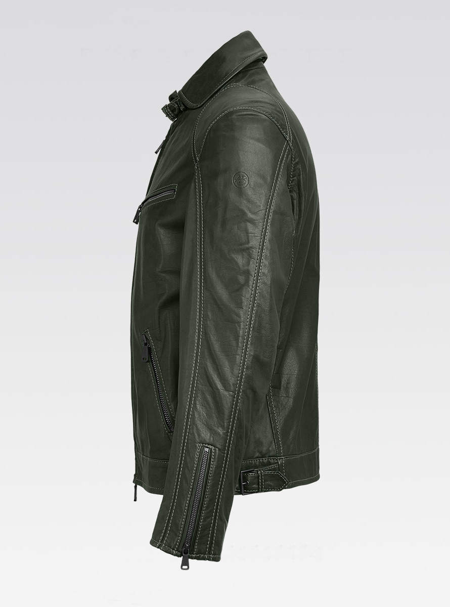 Heinz Bauer Cabriolederjacke Roadman oliv