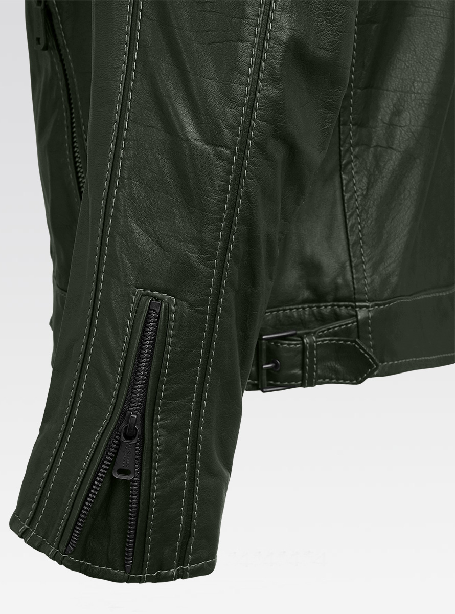 Heinz Bauer Cabriolederjacke Roadman oliv