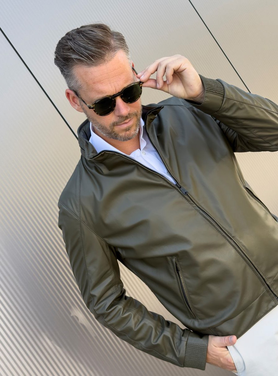 Heinz Bauer Cabriolederjacke Roadstar avocado