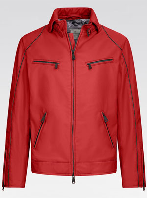 Heinz Bauer Herren Lederjacke - Modell Roadman Lammnappa rot