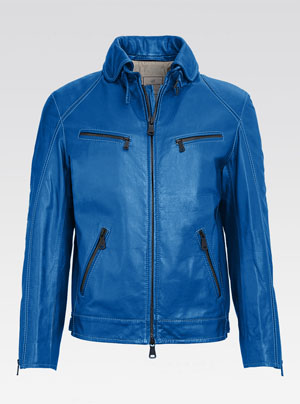 Heinz Bauer Herren Lederjacke - Modell Roadman Lammnappa true blue