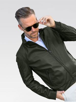 Heinz Bauer Herrenlederjacke - Modell Roadstar in olive
