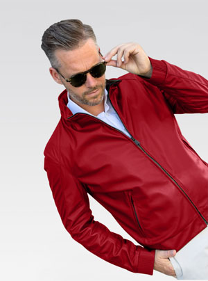Heinz Bauer Herrenlederjacke - Modell Roadstar in rot