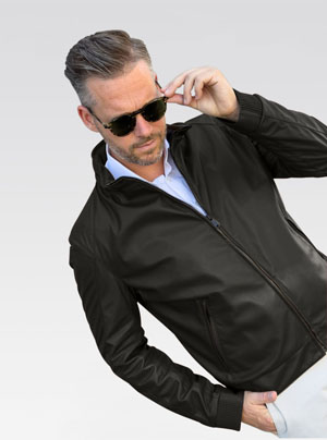 Heinz Bauer Herrenlederjacke - Modell Roadstar in schwarz