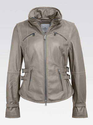 Heinz Bauer Lederjacke Scarf moongrey