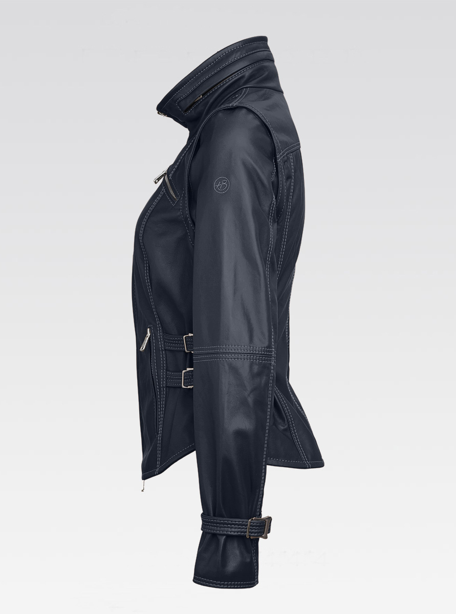 Heinz Bauer Cabriolederjacke Scarf marine
