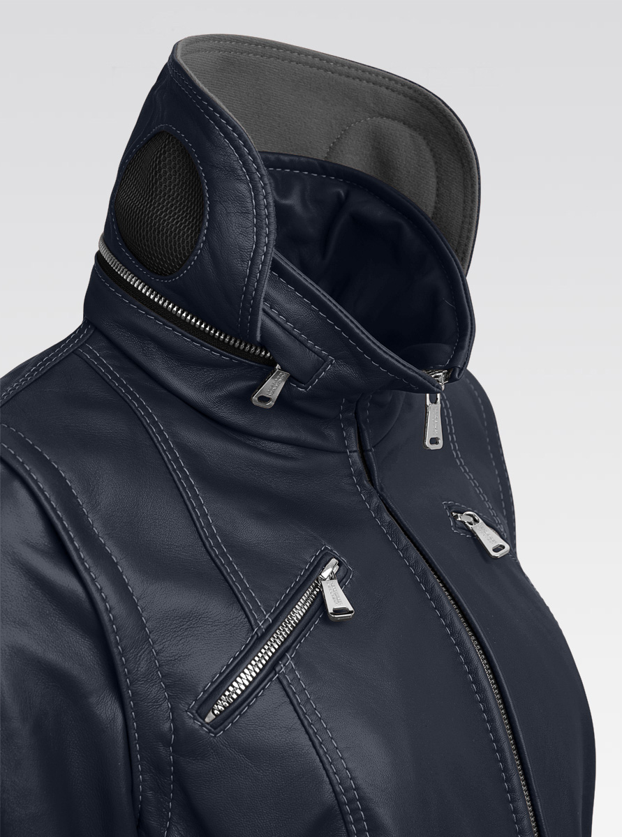 Heinz Bauer Cabriolederjacke Scarf marine