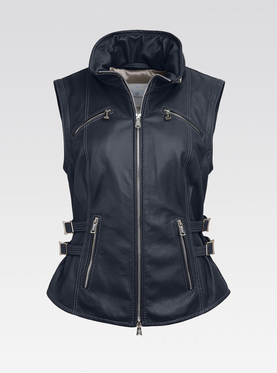 Heinz Bauer Cabriolederjacke Scarf marine