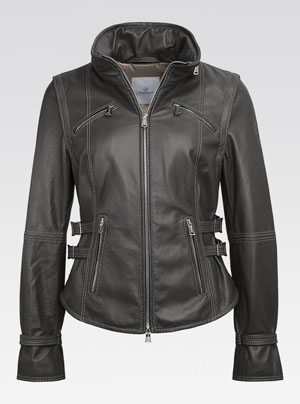 Heinz Bauer Lederjacke für Damen - Scarf moongrey
