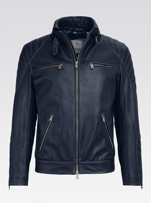 Heinz Bauer Lederjacke Modell Sebring Kalbnappa marine