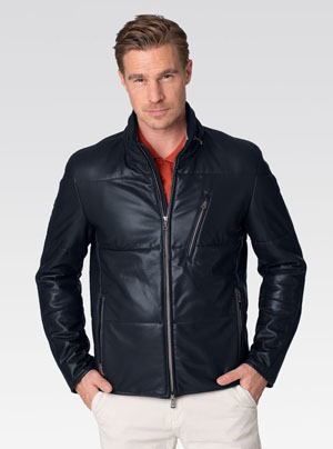 Heinz Bauer Lederjacke für Herren - Model Avus Luxary dunkelblau