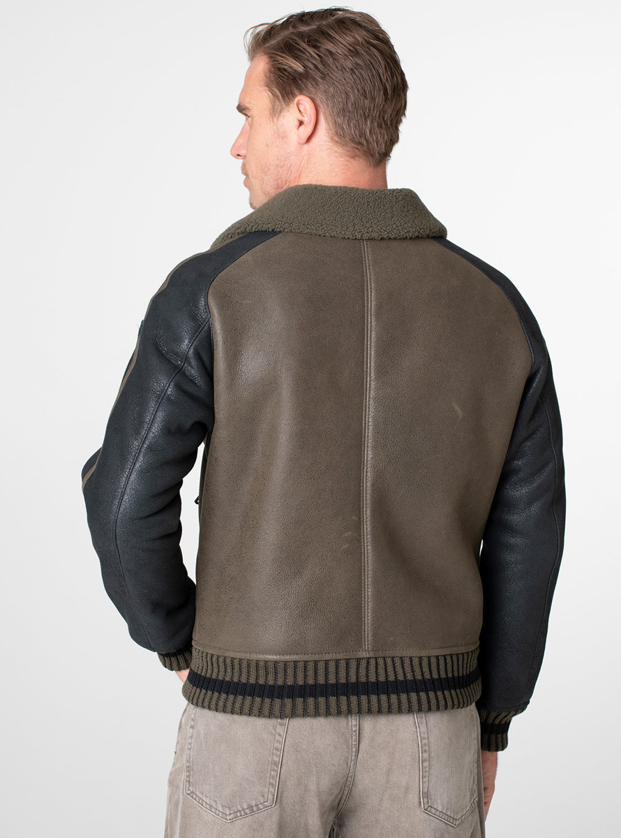 Heinz Bauer Lammfelljacke Silvretta avocado schwarz