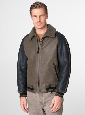 Heint Bauer Herren Lederjacke - Model Silvretta avocado schwarz