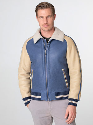 Heint Bauer Herren Lederjacke - Model Silvretta curly blue