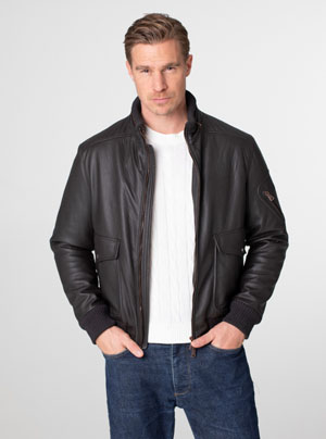 Heinz Bauer Lederjacke für Herren - Modell Goodwood grain braun