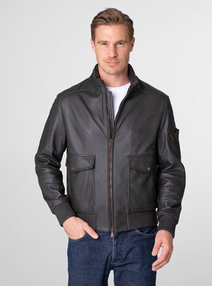 Heinz Bauer Lederjacke für Herren - Modell Silverstone grain braun